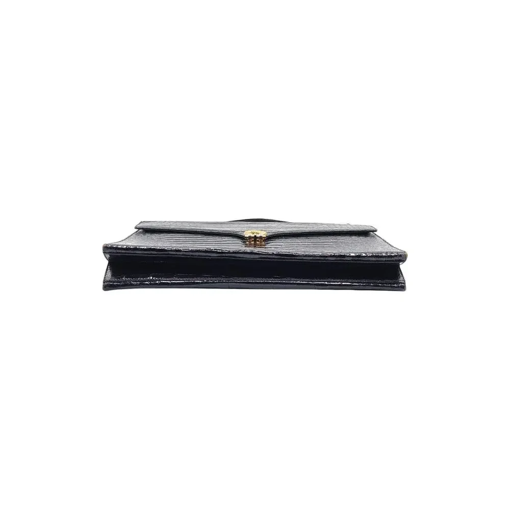 Bally International Black Crocodile Skin Briefcase Bag Vintage Made in Italy